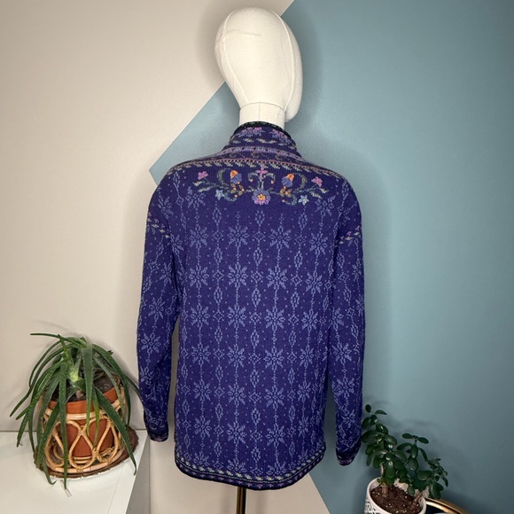 Icelandic Design Wool Blend Floral Tapestry Jacket M Nordic Embroidered Boho 03 - Picture 3 of 14